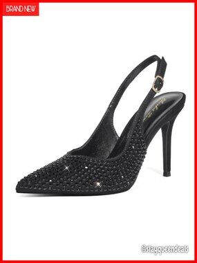 Slingback High Heels Pointed Closed Toe Pumps Rhinestone Stiletto